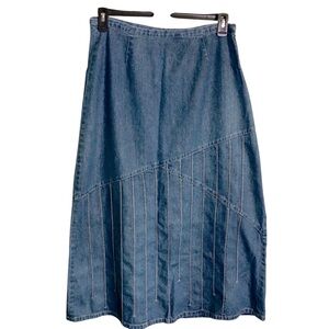 J. Jill Maxi Denim 100% Cotton Jean Skirt Double Stitch Design Side Zip sz 10